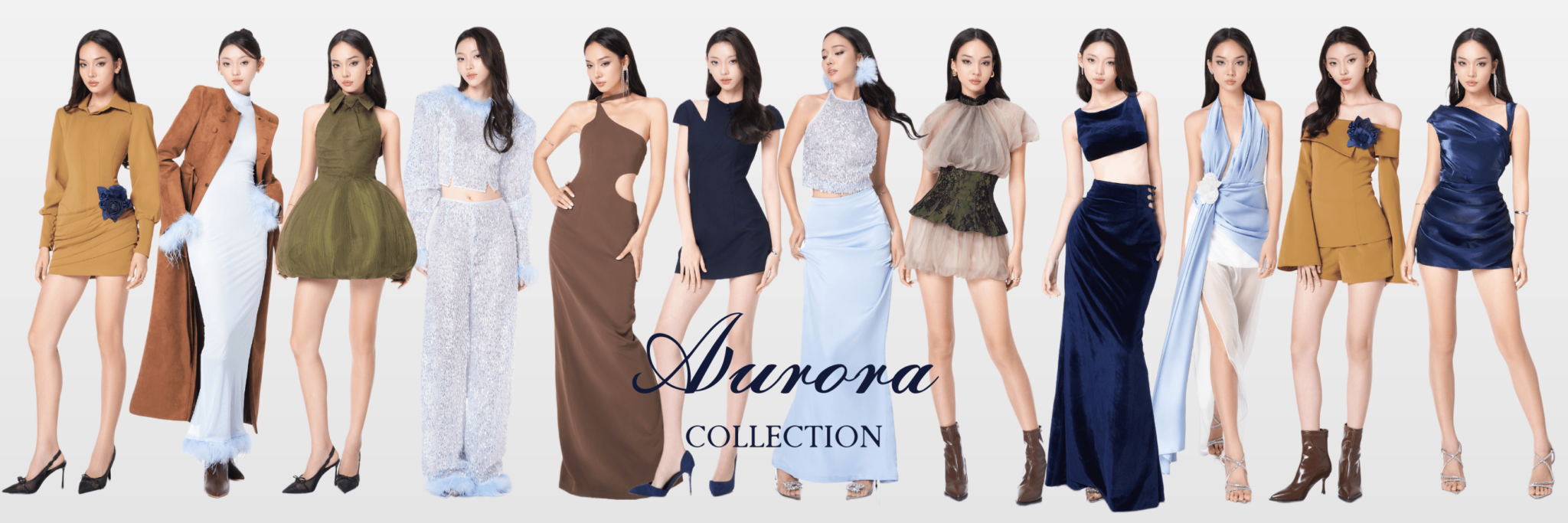 Khám phá bộ sưu tập Aurora với gam màu chủ đạo: Olive, Navy, Baby Blue, Moss Green